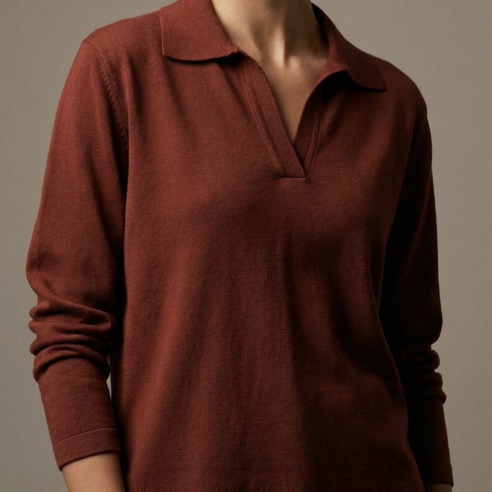 Commense Rust Brown Polo-Style Women's Sweater